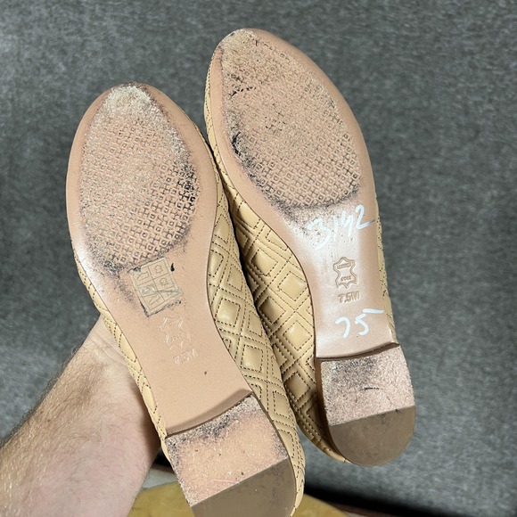 Tory Burch Minnie Ballet Flats Womens Size 7.5M Beige Black Leather Shoes - Picture 9 of 10